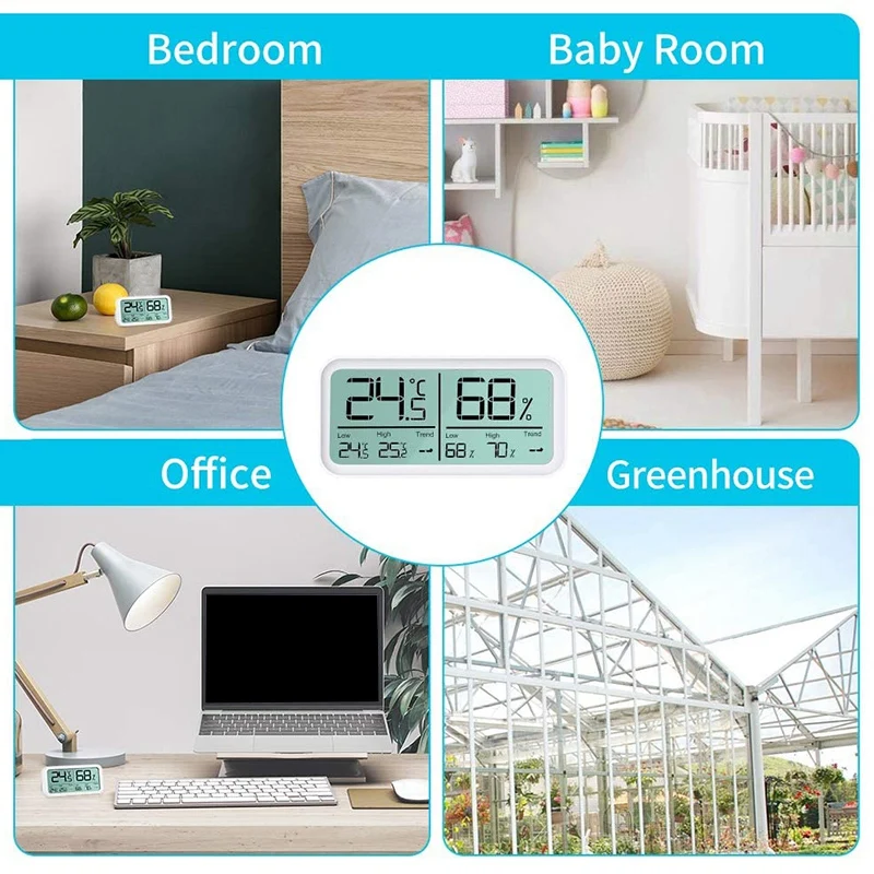 

Digital Hygrometer Indoor Thermometer, 4.7 Inch Large Screen Humidity Temperature Gauge +/-0.3 Celsius/3% Accuracy