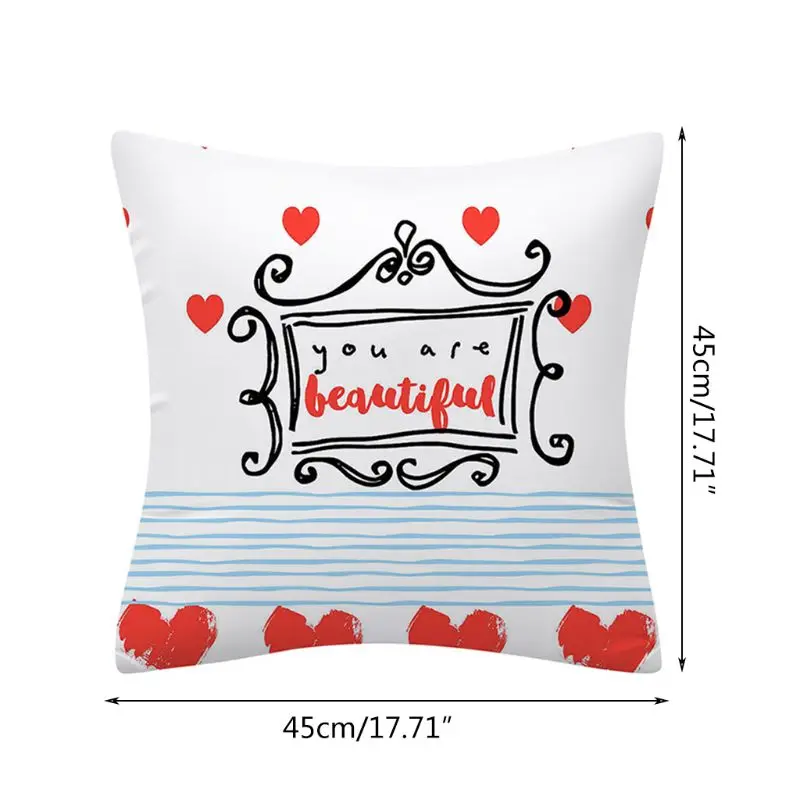 

Valentine's Day Romantic Gift Love Letter Polyester Cushion Cover Home Bedroom Hotel Car Decoration Cushion Cover Wedding Gift .