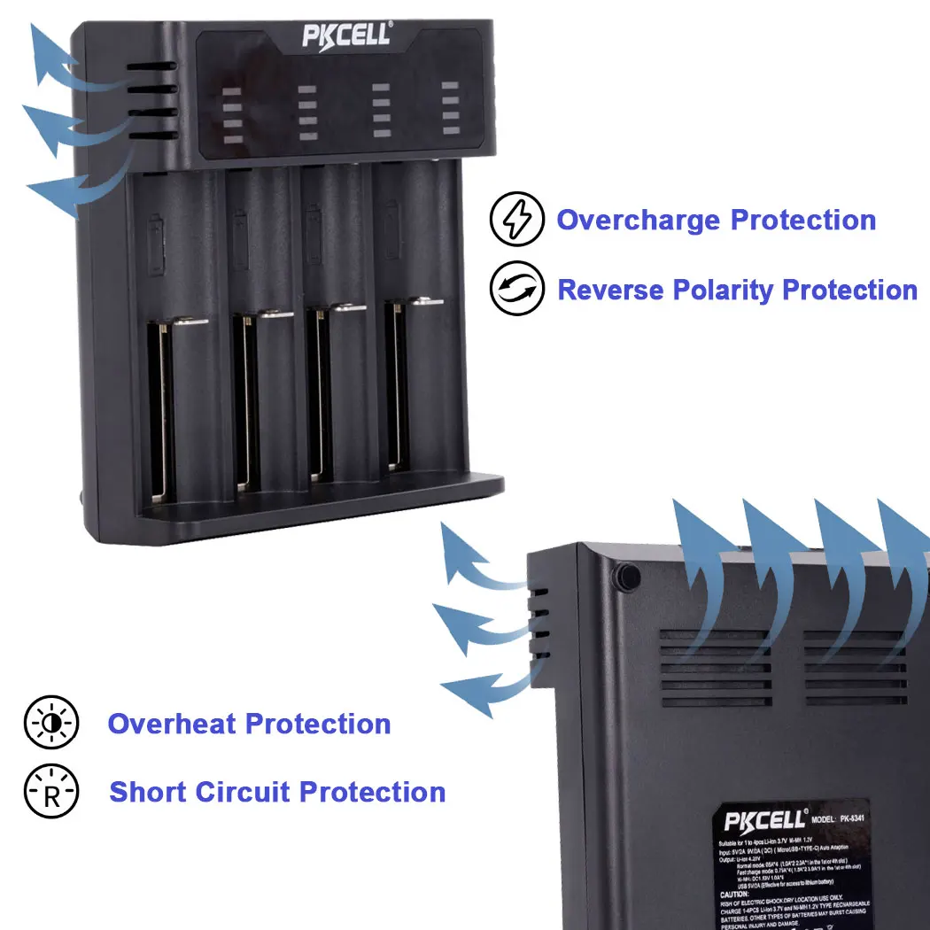 PKCELL AA/AAA зарядное устройство Зарядка 1,2 в 3,7 в AA/AAA 18650 перезаряжаемая батарея NIMH/NICD индикаторы зарядного устройства умное зарядное устройство