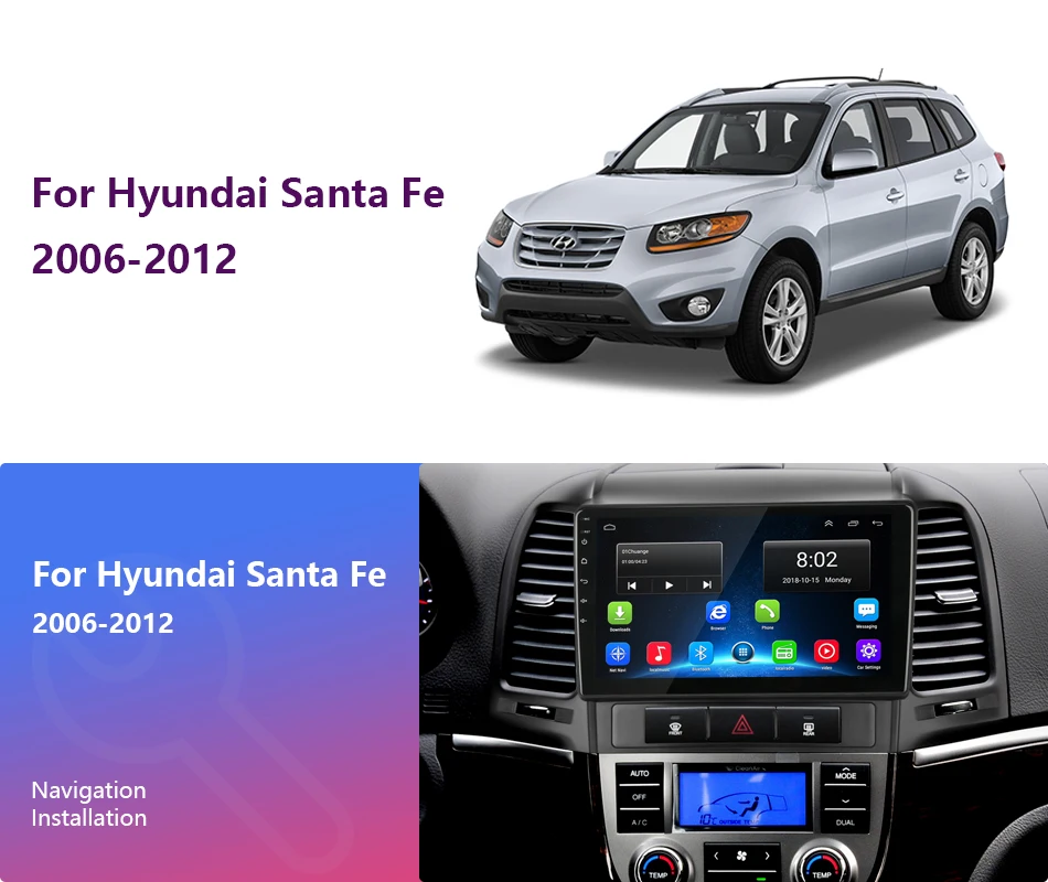 Android 8,1 " 2din Автомагнитола для hyundai Santa Fe 2 2006-2012 2+ 32G RDS DSP Мультимедиа Стерео Аудио плеер gps головное устройство 2 DIN