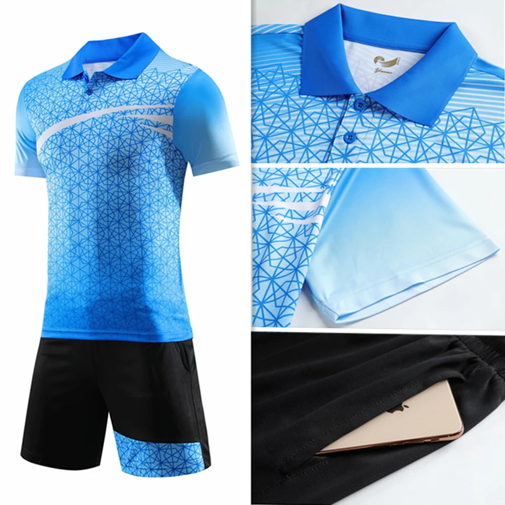 Теннисная рубашка с отложным воротником для детей и взрослых комплект