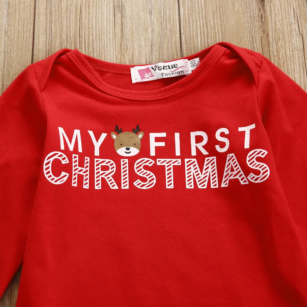 

Christmas Clothes Newborn Baby Girl Boy Top Romper Bodysuit+Pants Outfit Clothes