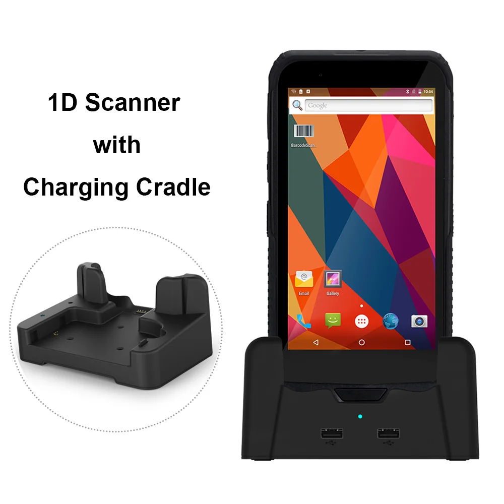 1D with Cradle Высокое качество " сборщик мобильных данных ручной КПК терминал 4G Android 1D/2D сканер штрих-кода с зарядной колыбелью Пистолетная ручка - Цвет: 1D with Cradle
