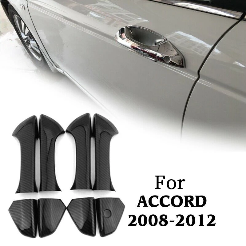 

Glossy Carbon Fiber Side Door Handle Covers Trims for 2008-13 Honda Accord Sedan