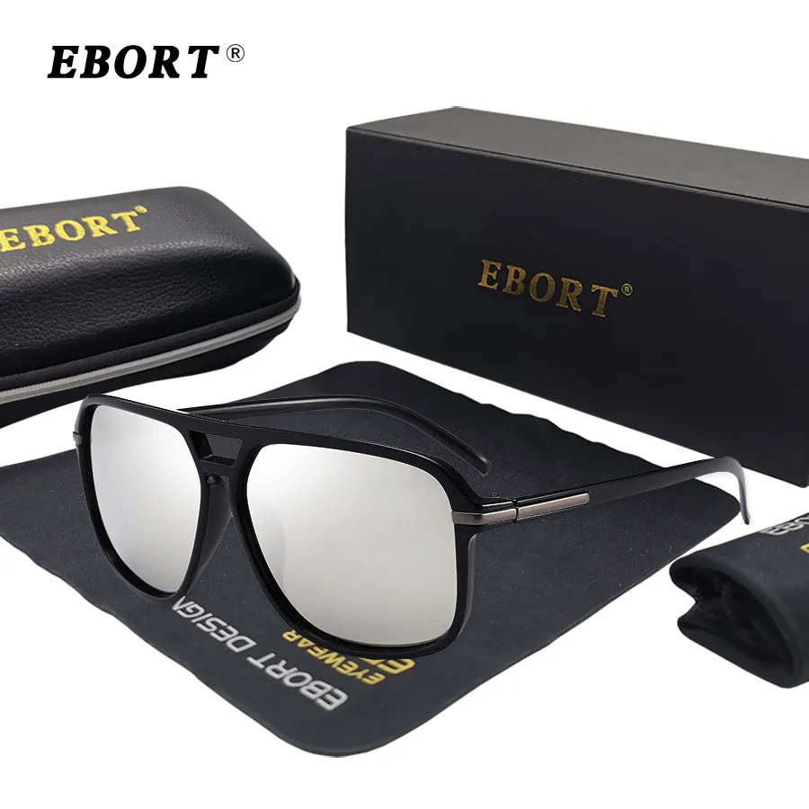 

EBORT Rectangle Polarized Sunglasses Men Oversized Mirror Driving Sun Glasses Brand Designer Driver Sunglass UV400 Goggles