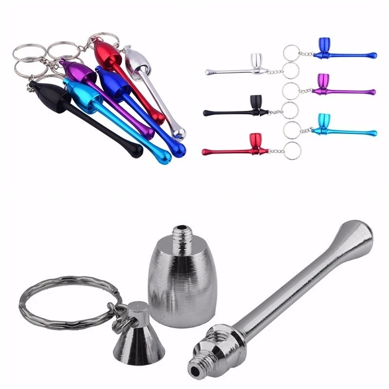 

Keyring Light Aluminum Smoking pipe magic keychains Mushroom Tobacco Pipe Ultimate Mini Pipe Gift(6 color for options)