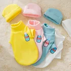 Осенняя Облегающая рубашка для собак, Детская Бутылочка с вышивкой, шапка, костюм с двумя ногами, одежда для кошек, жилет для собак, одежда, шапка