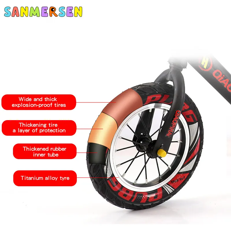 Обновленный 12 ''Детский велосипед Скутер без педалей слайдер супер