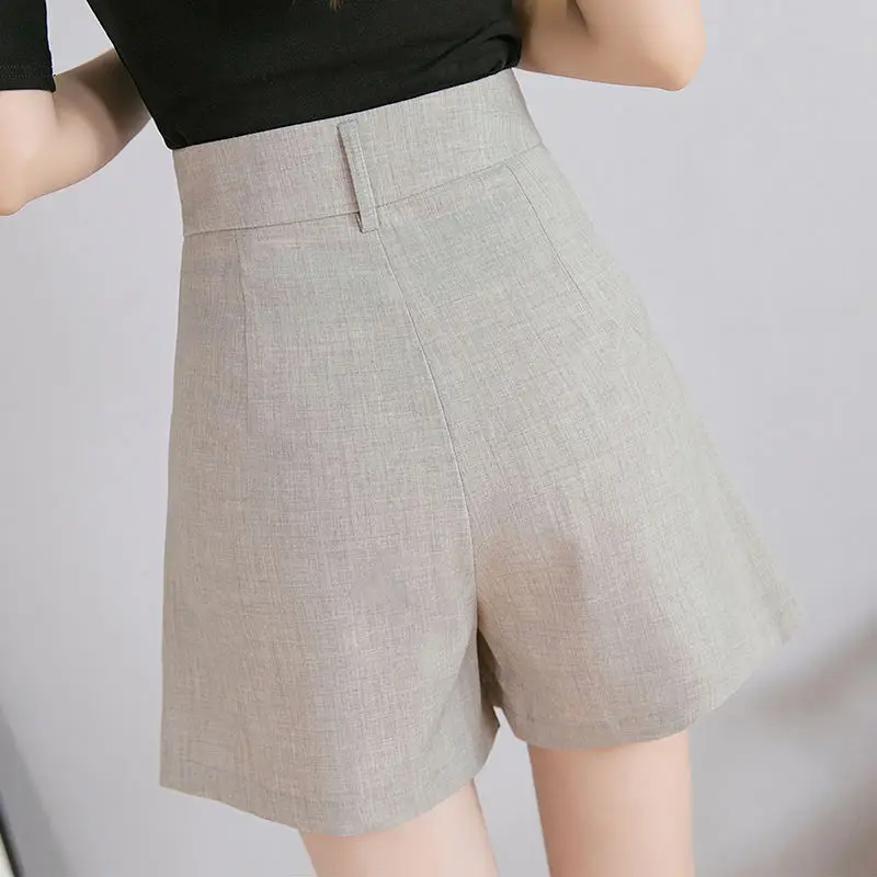 

Women 2021 Summer Fashion Shorts Casual High Waist A-line Shorts Female Loose Wide Leg Suit Shorts Chic Lady Elegant Shorts R111