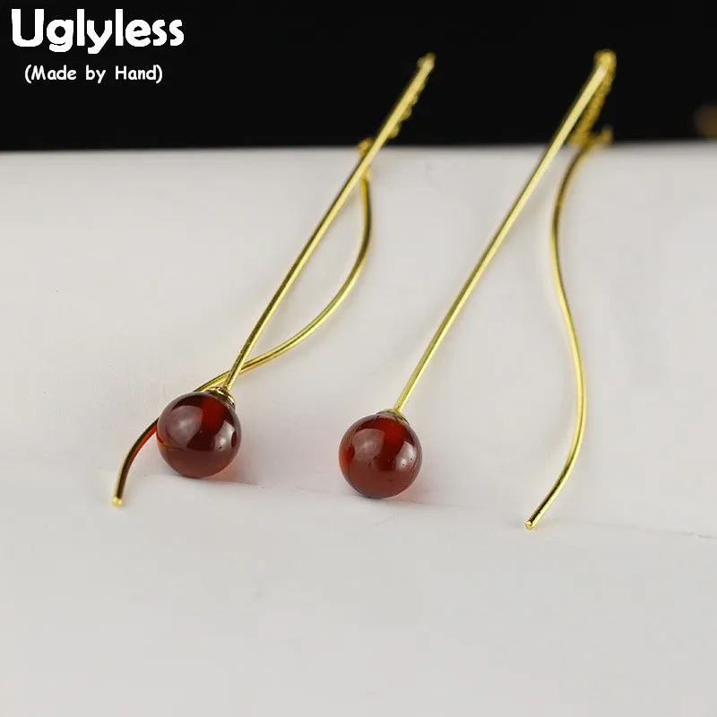 Летние модные длинные серьги Uglyless для женщин золотые настоящие из серебра 925