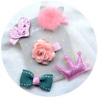 5pcsset hair clip for girls barrettes baby girls bow hairpins flower headdress children princess headwear cute hair accessories