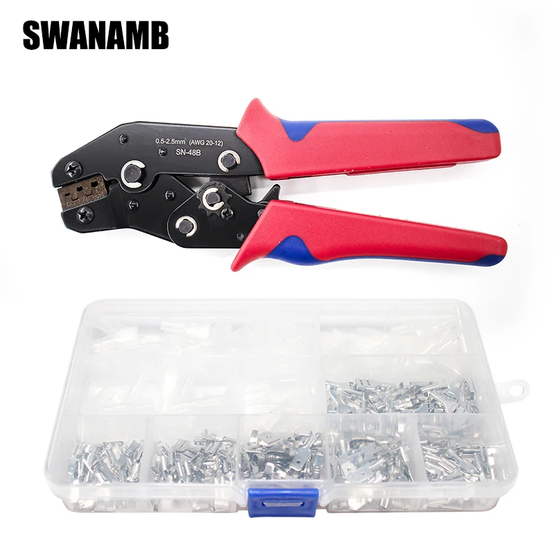 

270 Assortment Kit Quick Splice Male/Female Wire Spade 2.8/4.8/6.3mm Connector Crimp Terminal Block with Insulating Sleeve