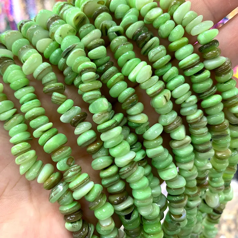 light grass green Браслет из прородного белого камня, цветной краситель 5-8 мм, гравийная форма, бисер для самостоятельного изготовления ювелирных изделий, браслет, ожерелье из нескольких нитей 15,5'' - Цвет: light grass green