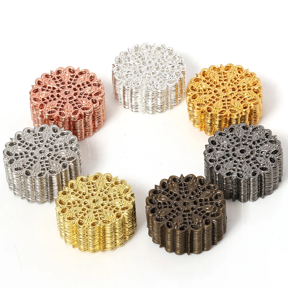 20 шт 25 мм золото серебро выдалбливают Павлин перо цветы Обертывания Разъемы