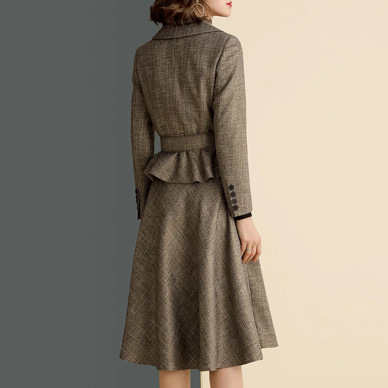 Элегантный винтажный Женский комплект из 2 предметов костюмы с юбкой Тонкий