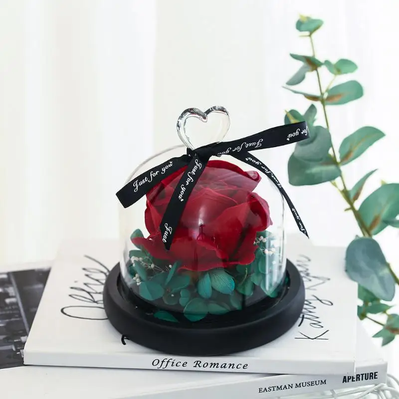 Роза в фляга имитация цветка розы черное основание Стекло купольная Best на день