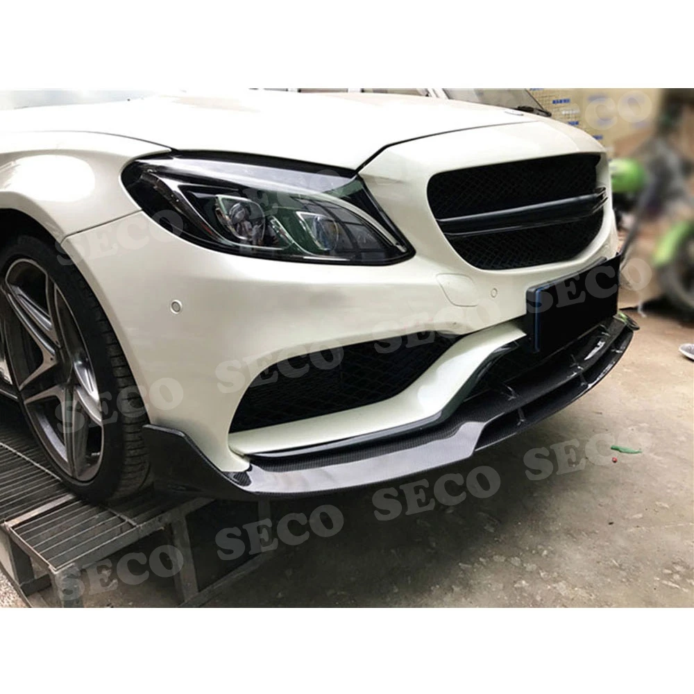 C Класс углеродного волокна передний бампер спойлер для Mercedes Benz W205 C63 AMG C180 C200 C260