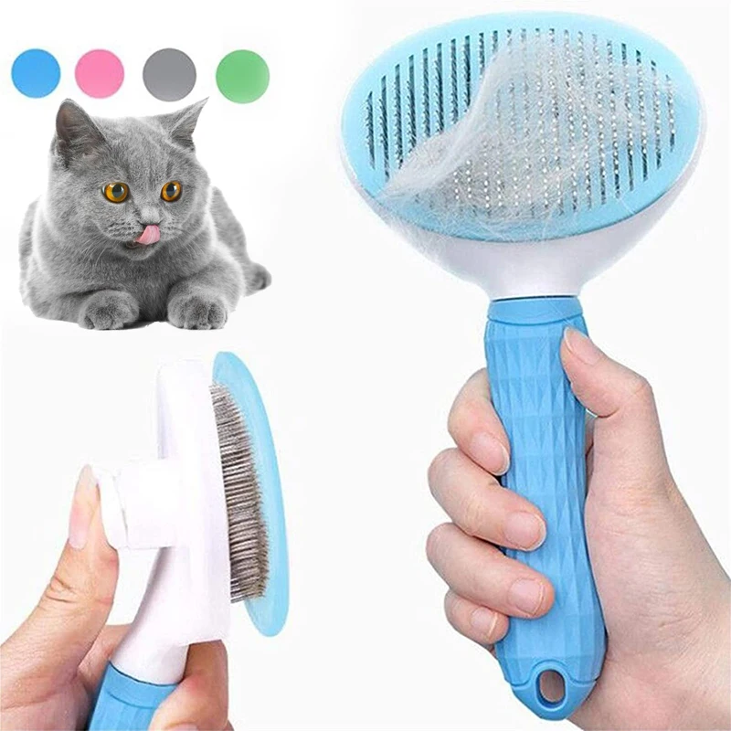 

Self Cleaning Pet Comb Hair Removal Massaging Brush Elastic Haired Dog Cat Brush for Puppy Kitten Rabbit Deshedding Hair Home