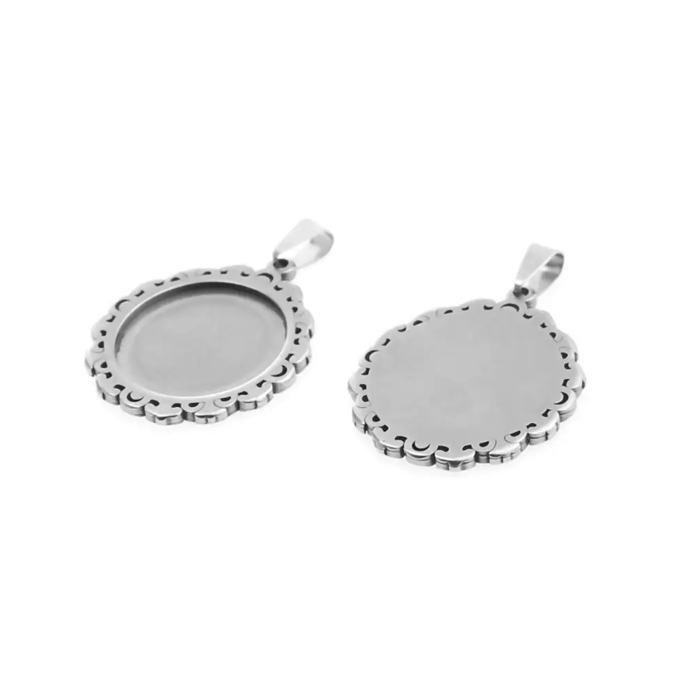Пустая основа для кабошона с узором из нержавеющей стали 2 шт./лот подвеска