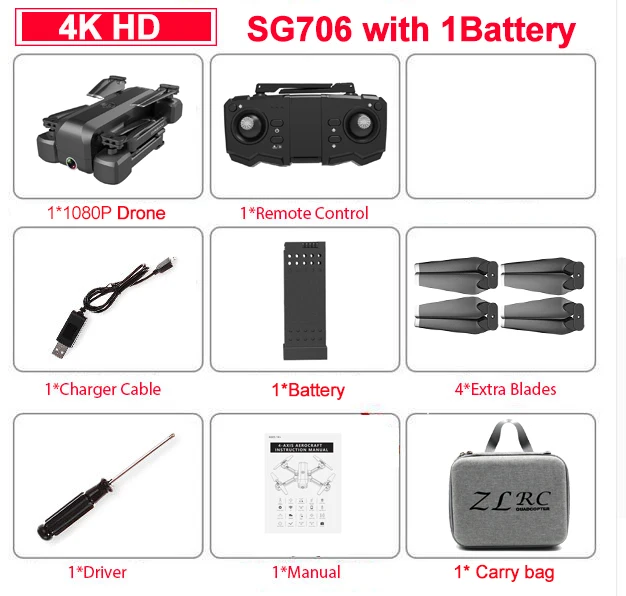 4K 1B Bag Складной Wifi Радиоуправляемый Дрон 4K с камерой HD Dual 50X Follow Me Квадрокоптер Профессиональный Дрон долгий срок службы батареи игрушка для детей - Цвет: 4K 1B Bag