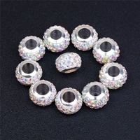 20 pcs large hole european beads murano spacer rhinestone crystal charms fit pandora bracelet bangle earrings for jewelry making