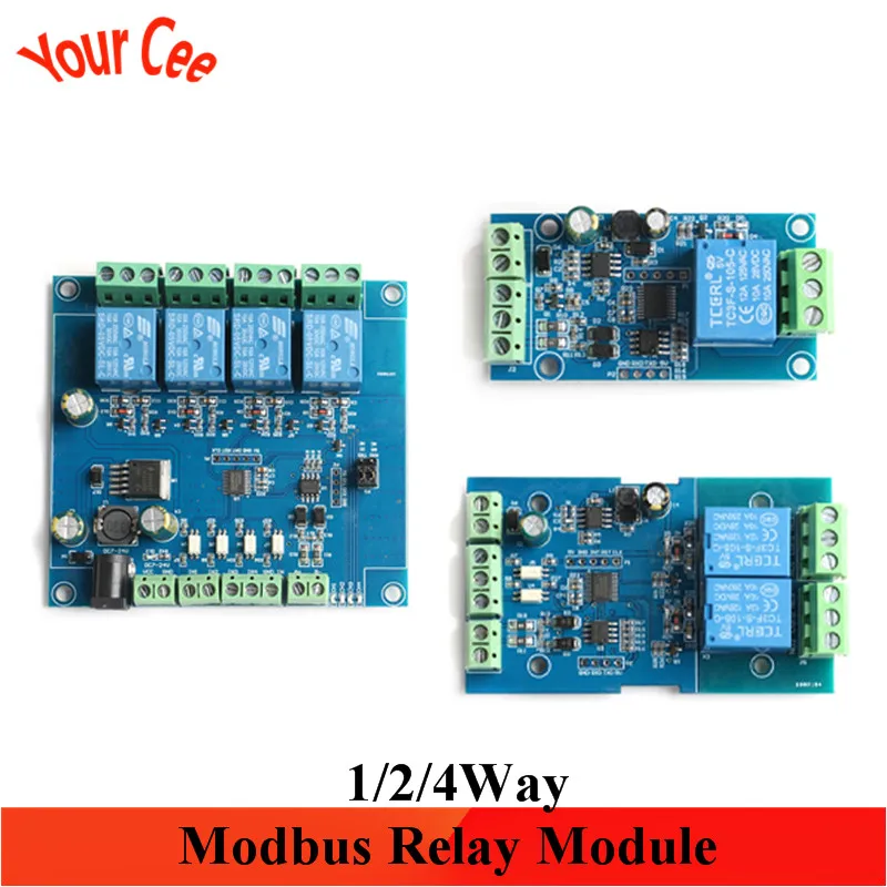 Релейный модуль Modbus 1/2/4Way RS485/TTL коммуникация RTU переключатель входной сигнал