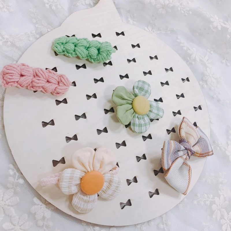 

Nordic Style Wooden Hair Ties Bowknot Holder Ponytail Scrunchies Storage Organizer Hanging Hook Display Stand Hanger