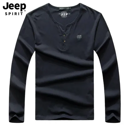 JEEP SPIRIT Новая Осенняя футболка мужская с круглым вырезом и длинным рукавом мужская футболка Homme пять цветов футболка Homme - Цвет: Dark Blue