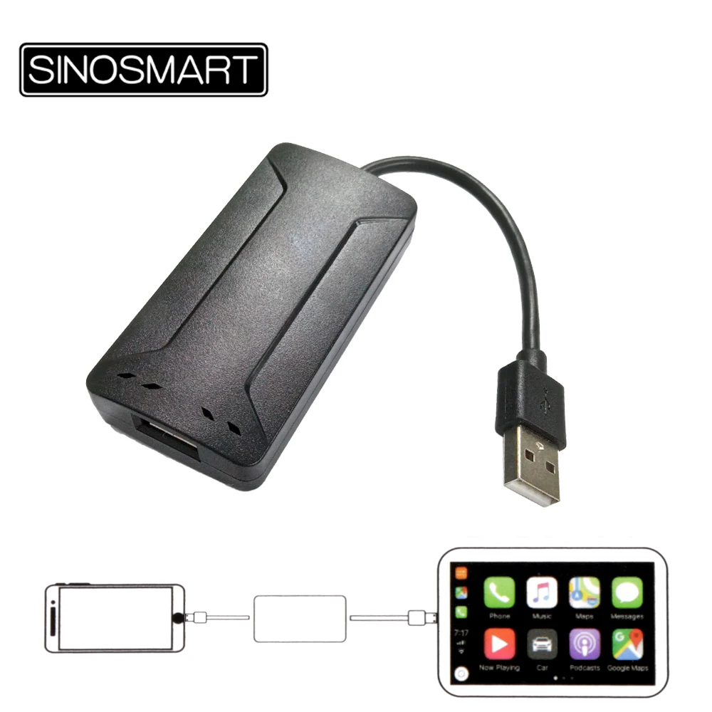 SINOSMART Проводной USB адаптер для Apple CarPlay Android автомобильный мини ключ/карта