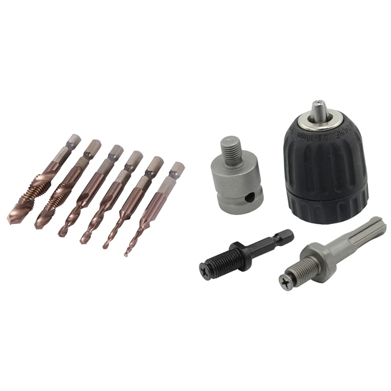 

1 Set 0.8-10mm Precise Keyless Drill Chuck Converter & 1 Set Metric Thread M3-M10 Tapping Tool
