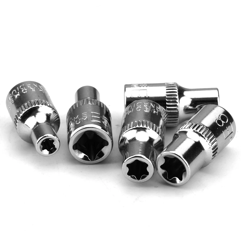 

5pcs Socket Wrenches Supplies Accessories Torx Star Bit Hand Tools Silver