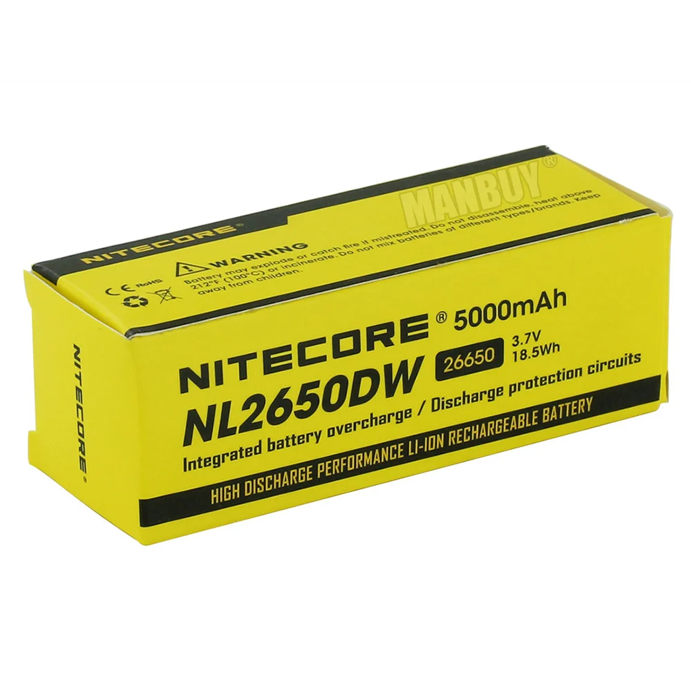 2020 Nitecore NL2650DW 26650 5000 мАч 3 7 в Втч защищенная литий-ионная (li-Ion) Пользовательская
