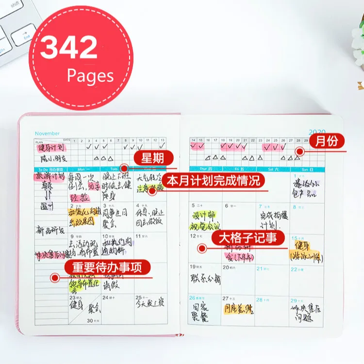 Высококачественный органайзер для планировщика 2020 ПУ Чехол утолщенный блокнот