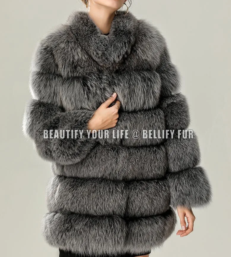 Шубы из натурального Лисьего меха зимние меховые куртки черного цвета | Женская