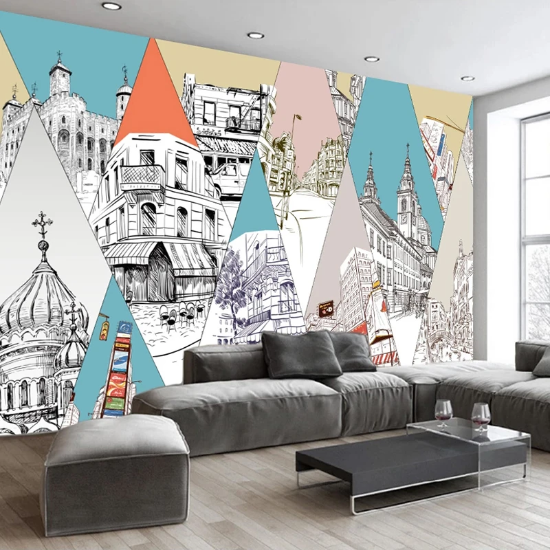 Настенные обои на заказ 3D абстрактные эскизы архитектура городская масляная