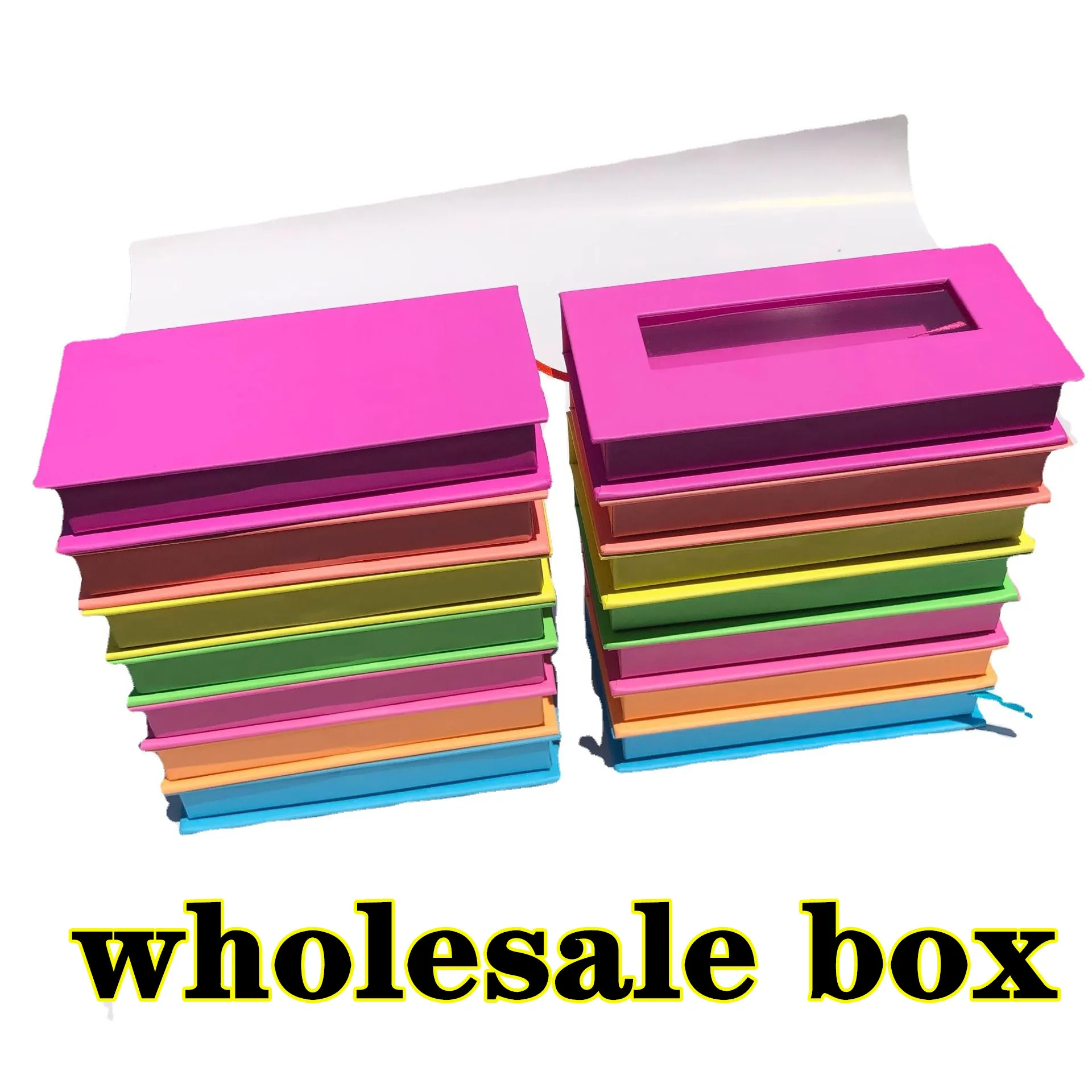 

Rectangle Box NEW Design Eyelash Yellow Blue Packaging Box Wholesale Lashes Boxes Empty Eyelash Package Boxes Case 8-25mm Lashes
