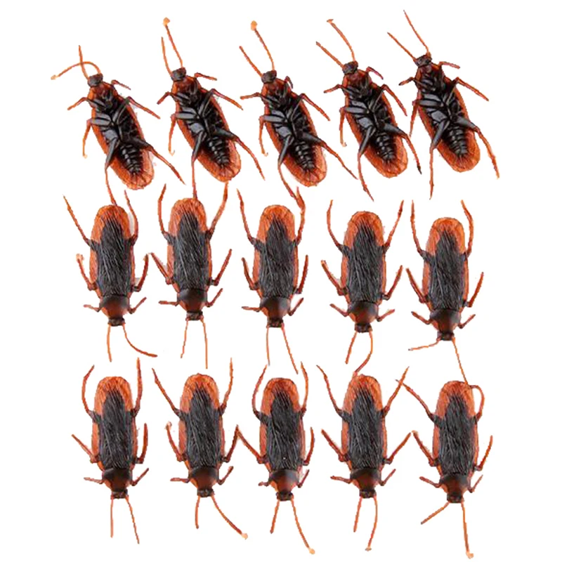 

10pcs/lot Special Lifelike Model Simulation Fake Rubber Cock Cockroach Roach Bug Roaches Toy Prank Funny Trick Joke Toys