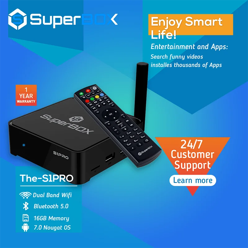 Super Box S1 pro android box 6k HD может установить синий TV Blu VOD для США Канады стабильный смарт