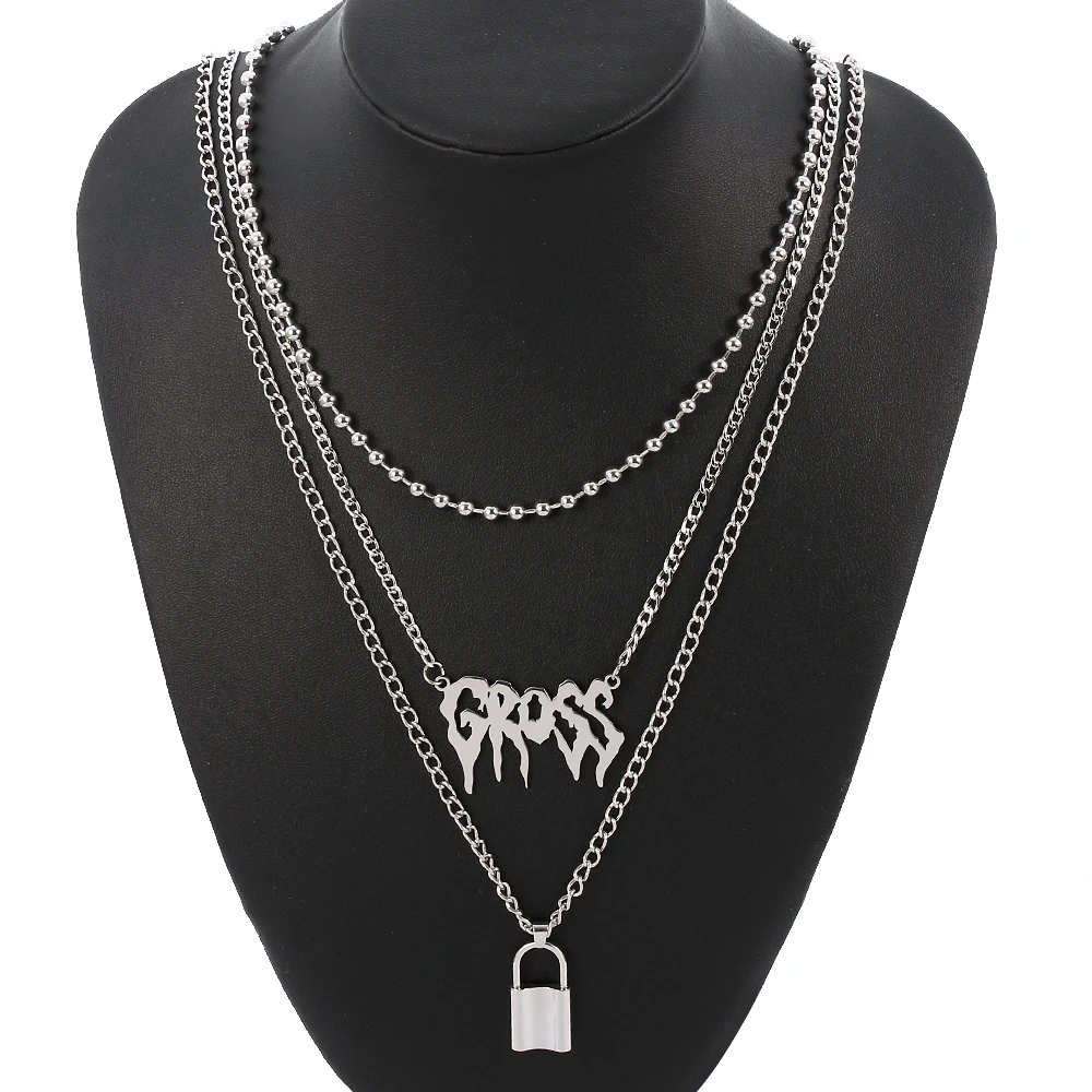 Хип хоп арт письмо полная Подвеска Ожерелье для женщин и мужчин Готический Панк