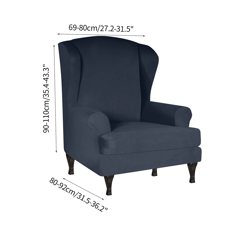 

2pcs/set Sloping Wing Chair Cover All-inclusive King Back Arm Chair Cover Elastic Silky Slipcovers for Wingback Chairs