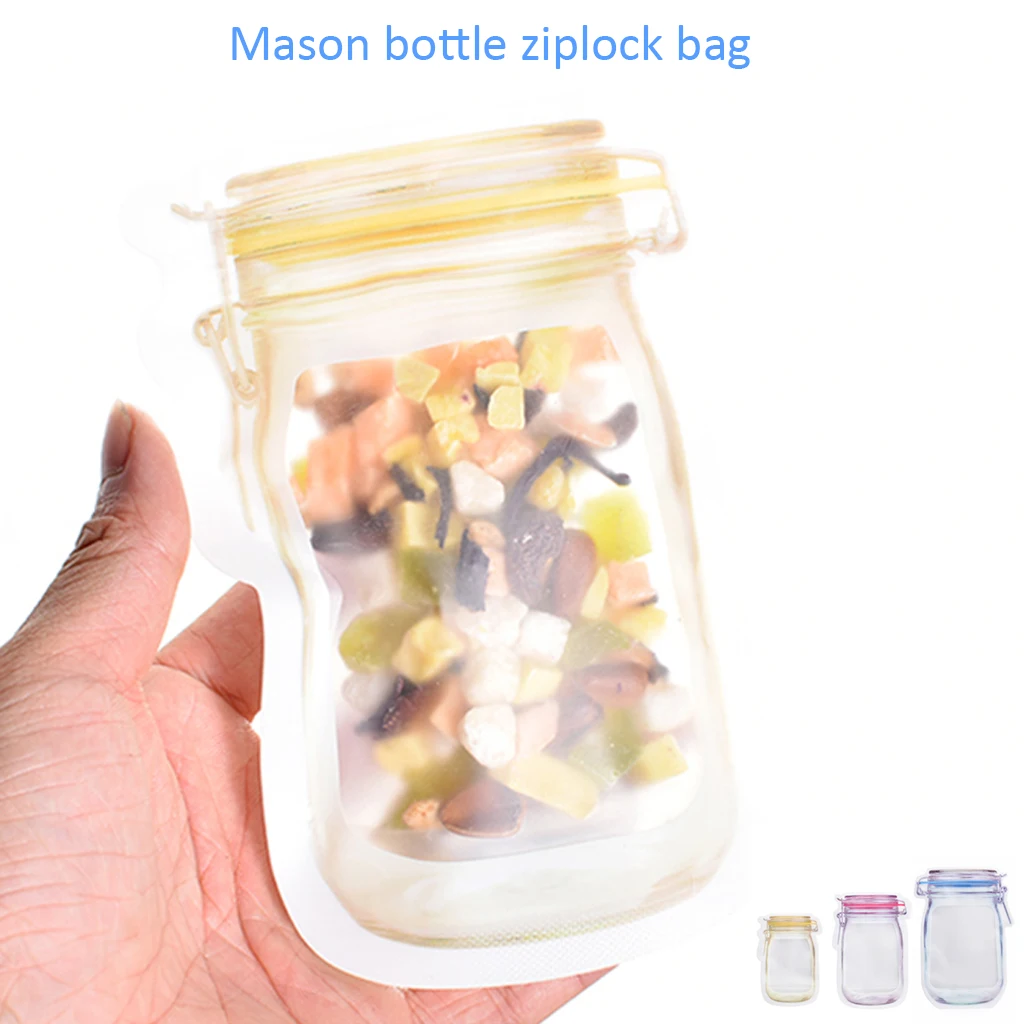 40pcs Reusable Mason Bottle Ziplock Bag Food Storage Bags Sealed Snack Sandwich Cookies Candy Ecological | Дом и сад