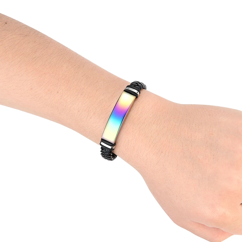 1 шт. Радужный Браслет из нержавеющей стали ID для женщин и мужчин искусственной