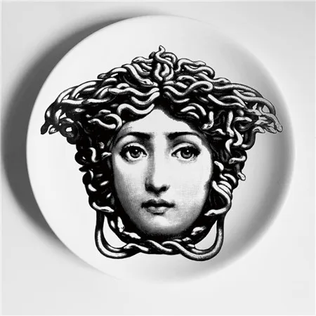 28 Fornasetti черно-белая иллюстрационная тарелка, настенная тарелка, домашний декор для отеля, человеческое лицо, керамическая посуда для декора стен - Цвет: 28