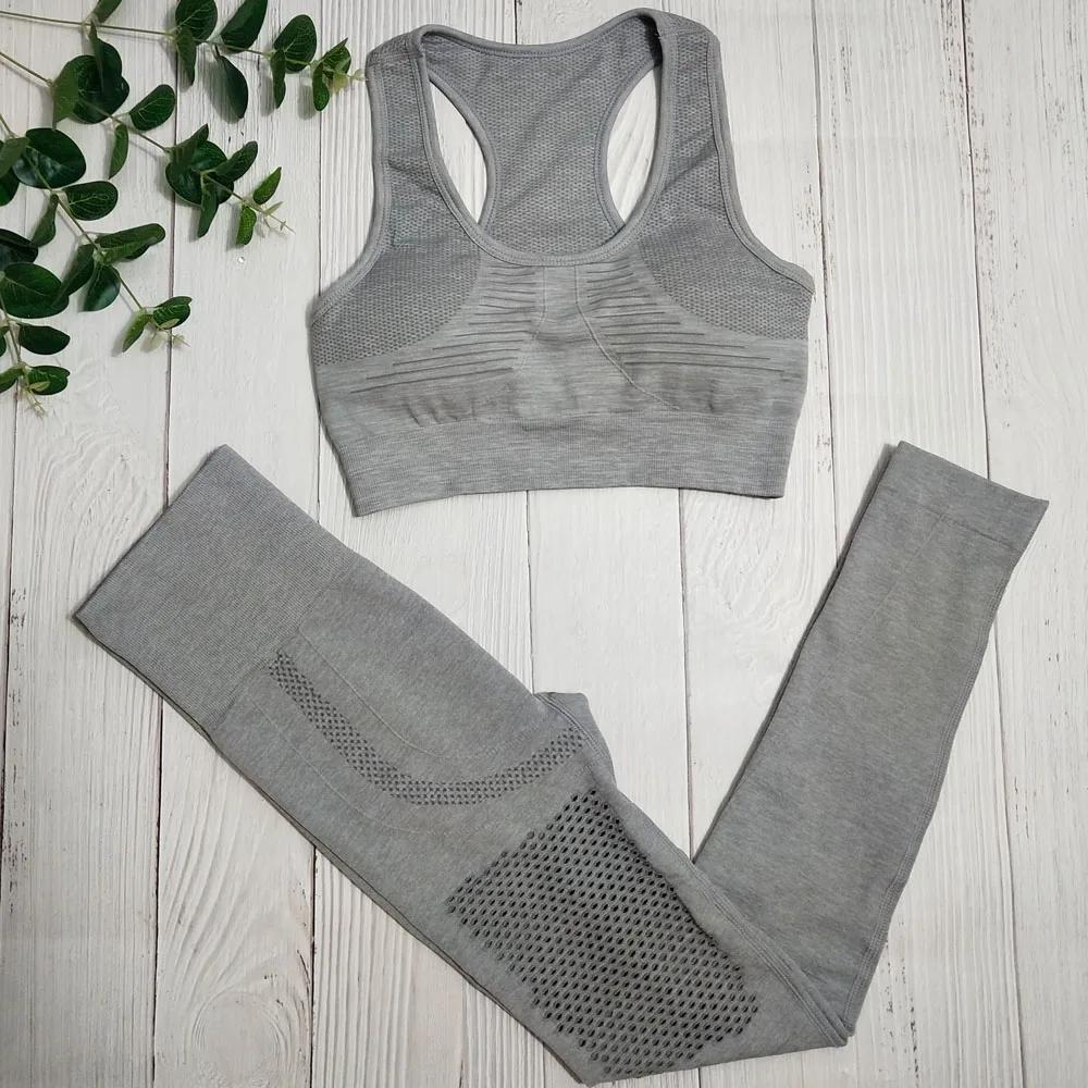 

Sexy Sports Suits Seamless Yoga Set Women Fitness Clothing Sportswear Woman Gym Leggings Padded Push-up Strappy Sports Bra