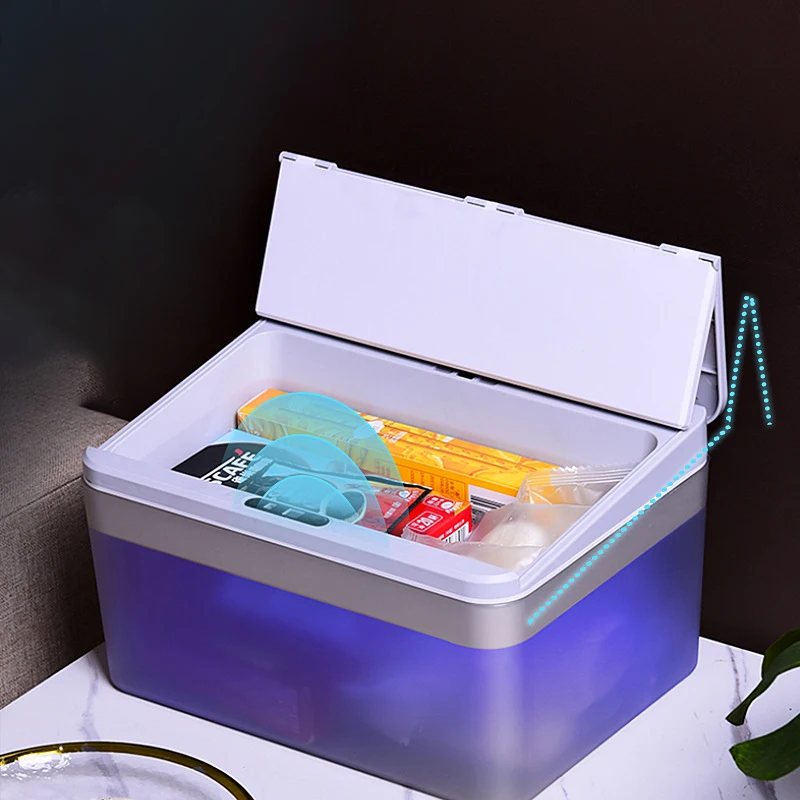 

Smart induction disinfection box mobile phone mask UVC disinfector electric desktop storage box skin care tissue snack box