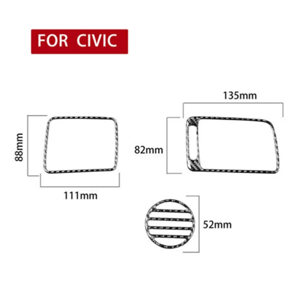 

3Pcs/Set Air Vent Outlet Trim Sticker Car Interior Carbon Fiber Copilot