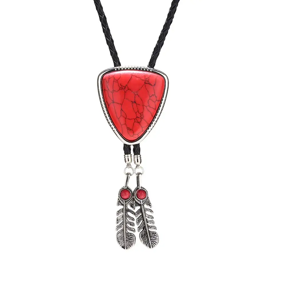 Красный треугольный галстук из натурального камня американский ковбойский