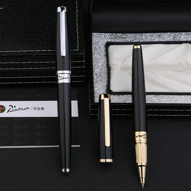 High Quality Pimio 918 Smooth Black and Gold/Silver Clip Roller Ball Pen with Original Gift Box Office Stationery Ballpoint Pens
