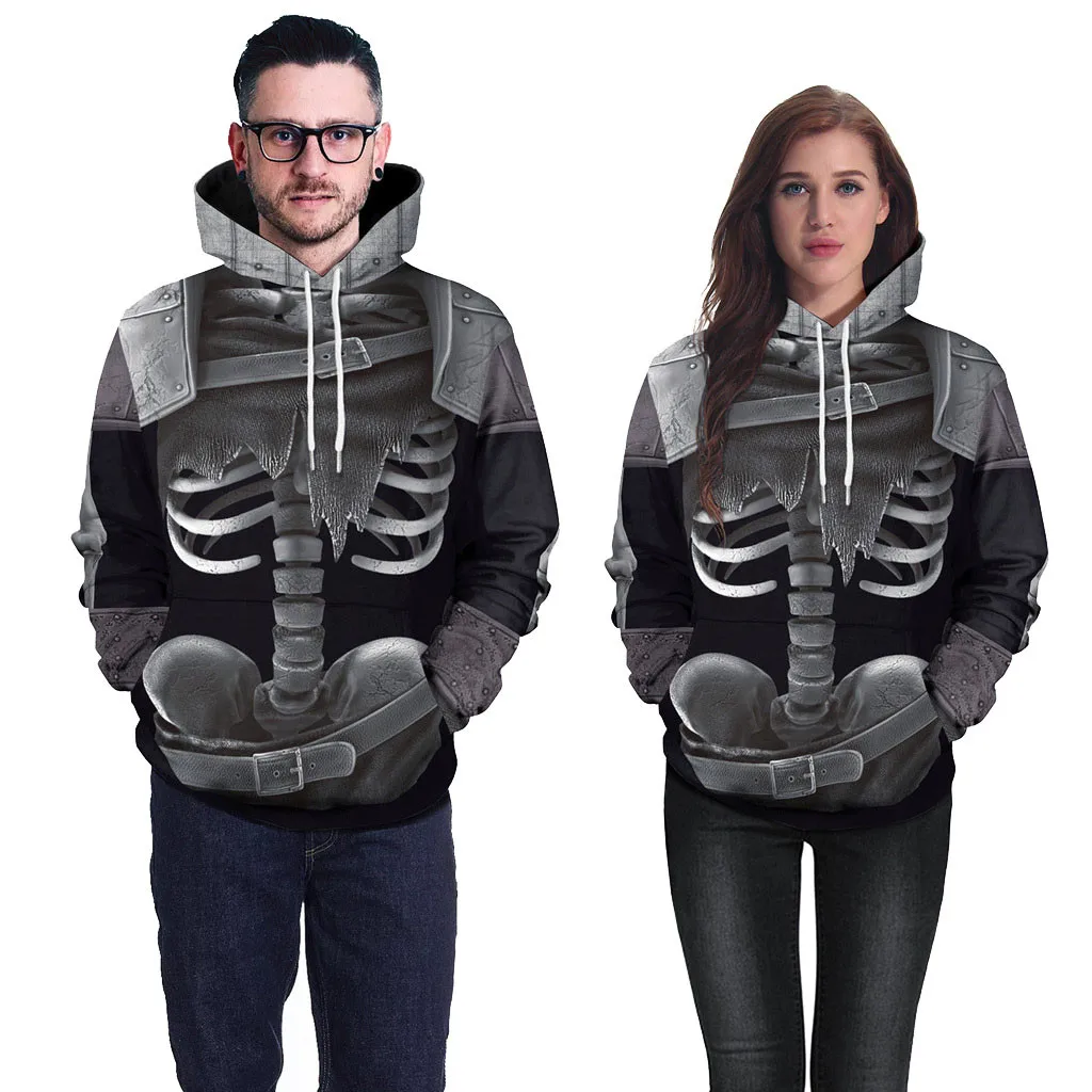 Женские толстовки с капюшоном на Хэллоуин изображением черепа пуловеры большого