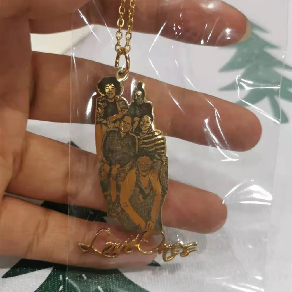 

2021 New Custom Name Necklace Custom Family Friend Photo Necklace Stainless Steel Hip Hop Jewelry Gift Memorabilia